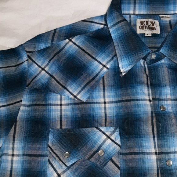 Ely Cattleman Turquoise Plaid Short Sleeve Shirt L‎ - Picture 4 of 7